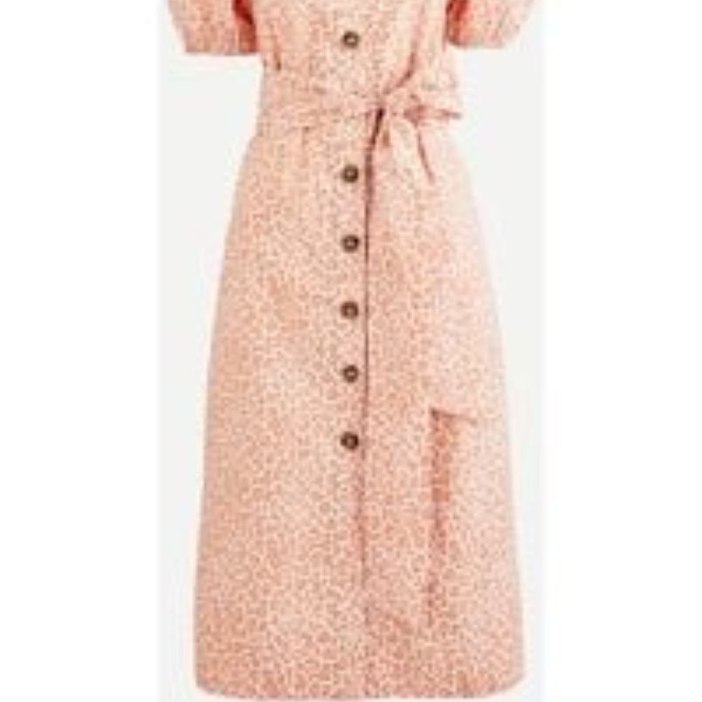 NEW J Crew Coquette Pink Puff Sleeve 🦋 Cottage Core Lolita Leopard Dress XS - Picture 5 of 8